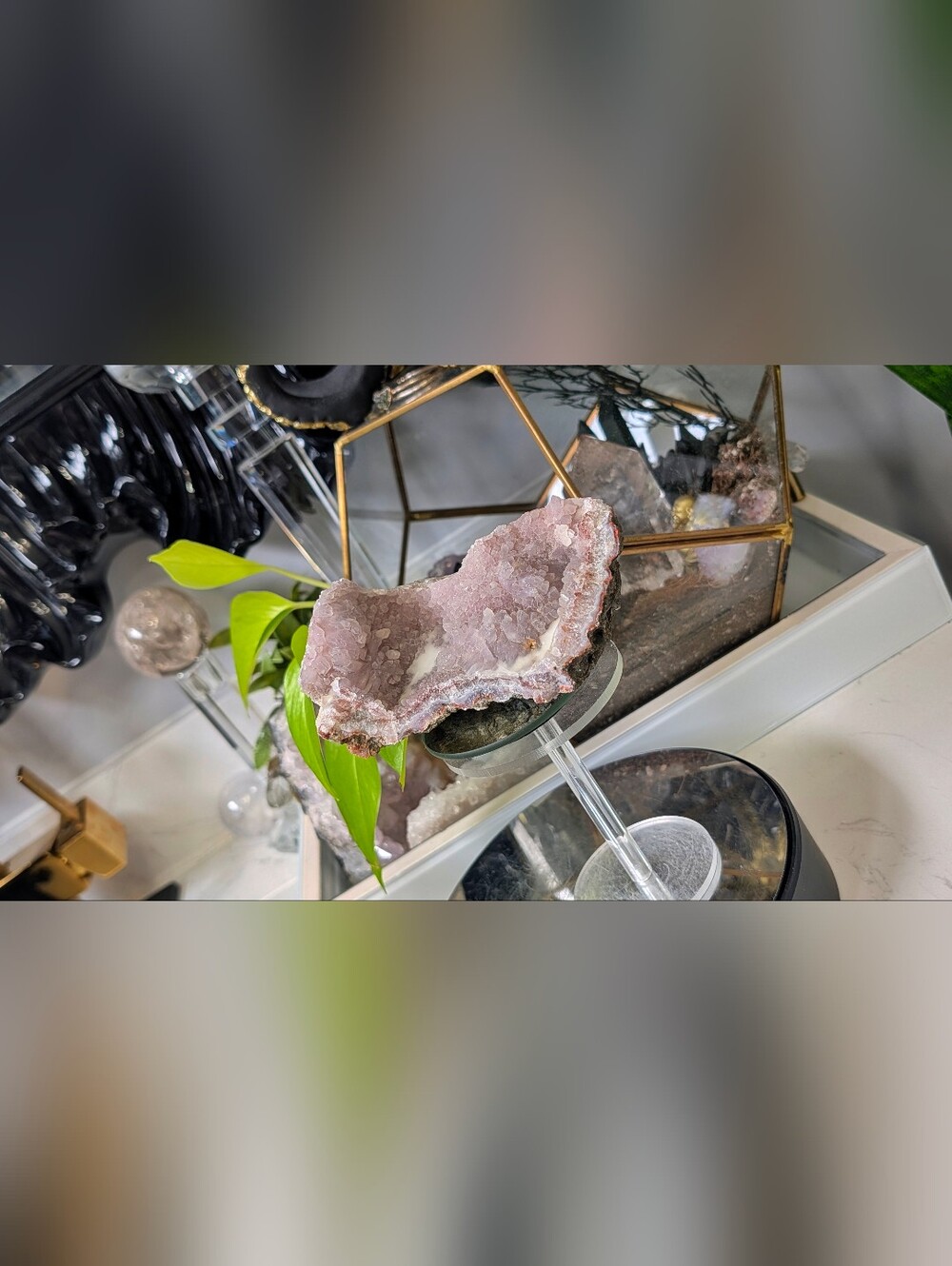 Milky Pink Amethyst Quartz Crystal Cluster